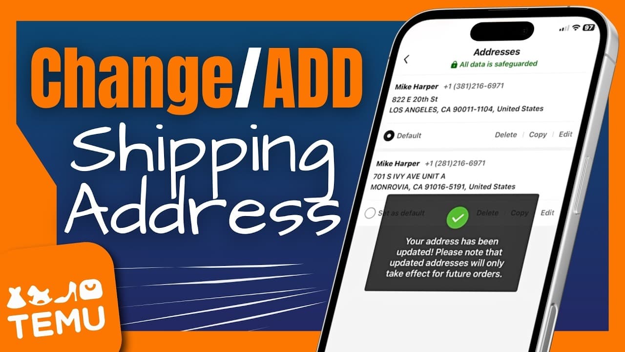 Lieferadresse bei Temu nach der Bestellung ändern in der App