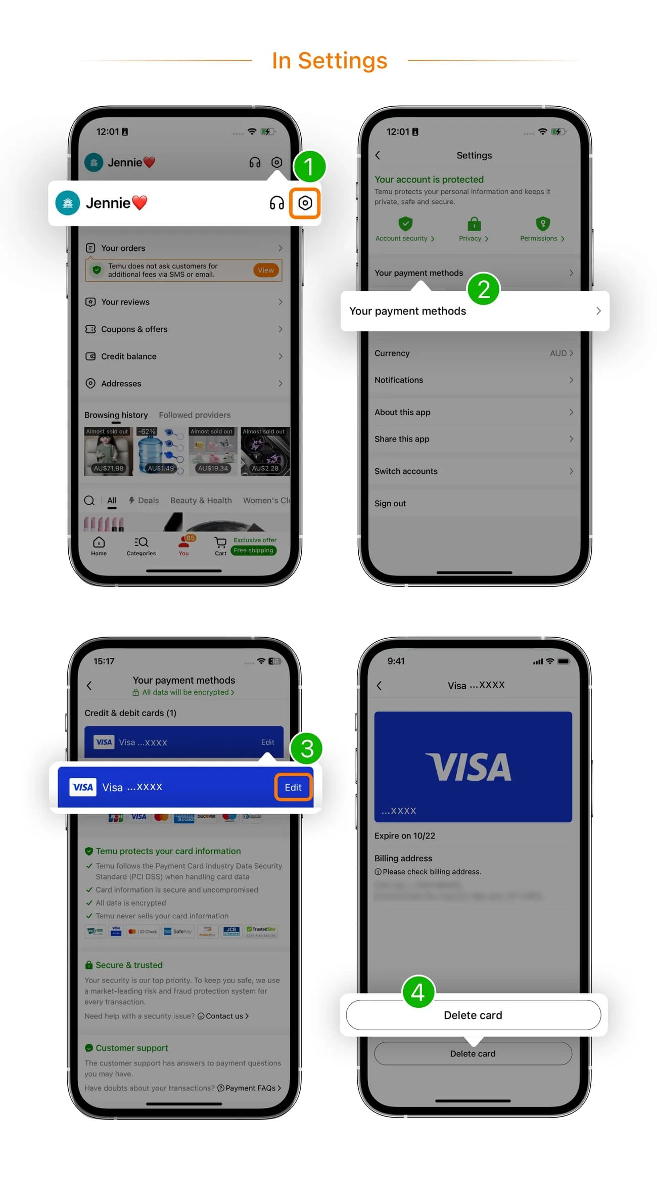 Rückgabebedingungen bei Temu